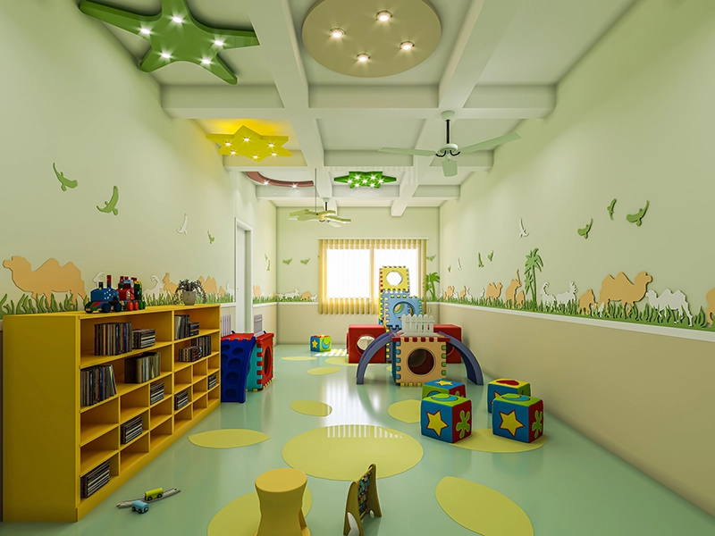 Kids Play Zone with colorful playground equipment