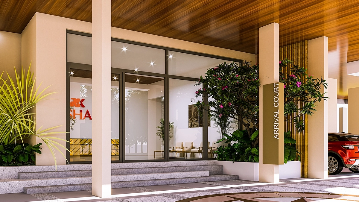 Drop off area with covered parking