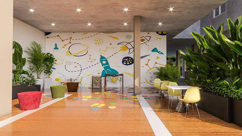 Comfortable lounge area with modern furniture